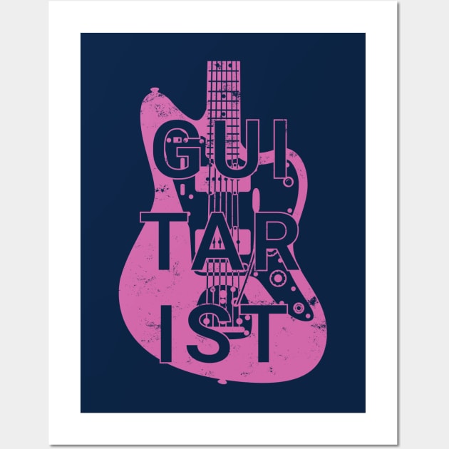 Guitarist Electric Guitar Body Pink Color Wall Art by nightsworthy